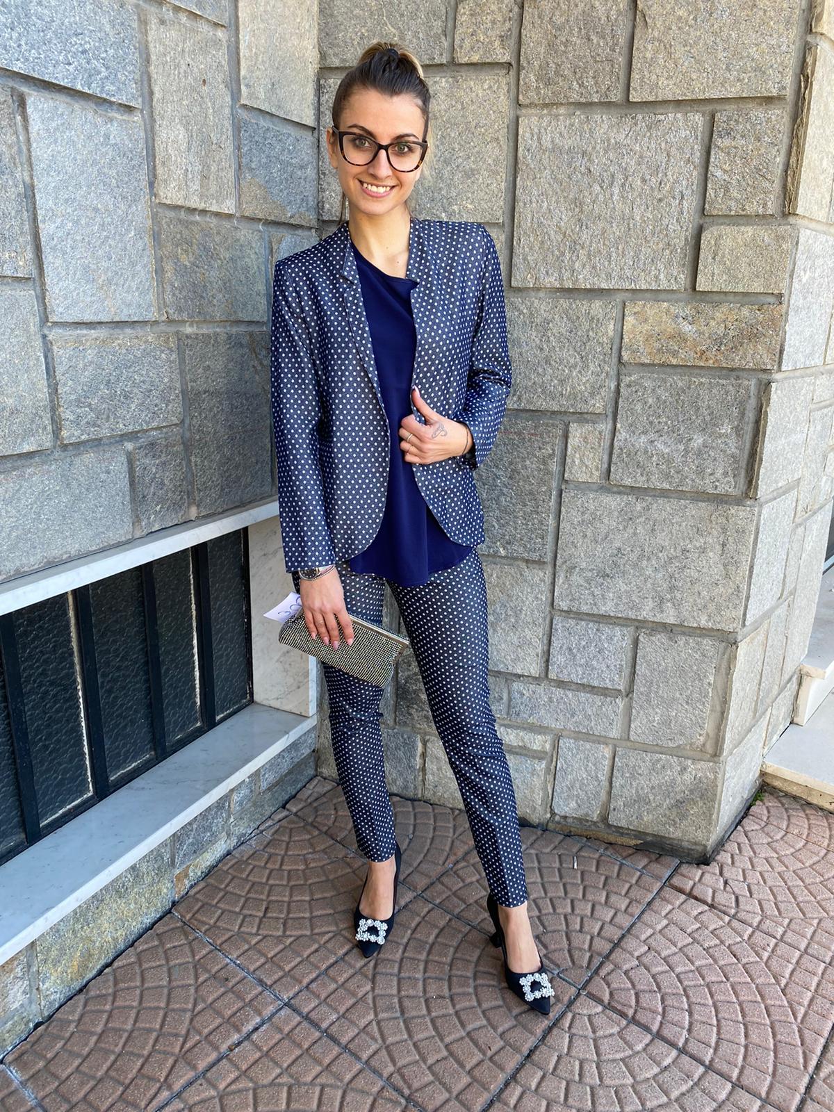 Giacca tailleur pois blu - Alisa Store