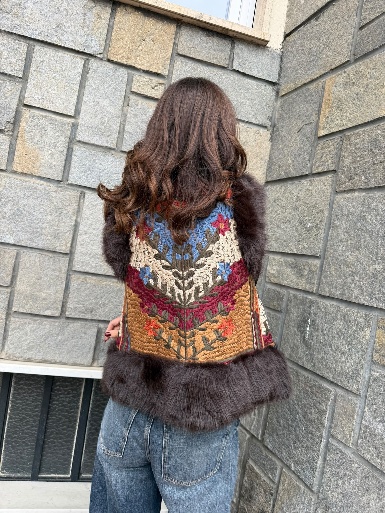 Gilet boho corto Testa di moro