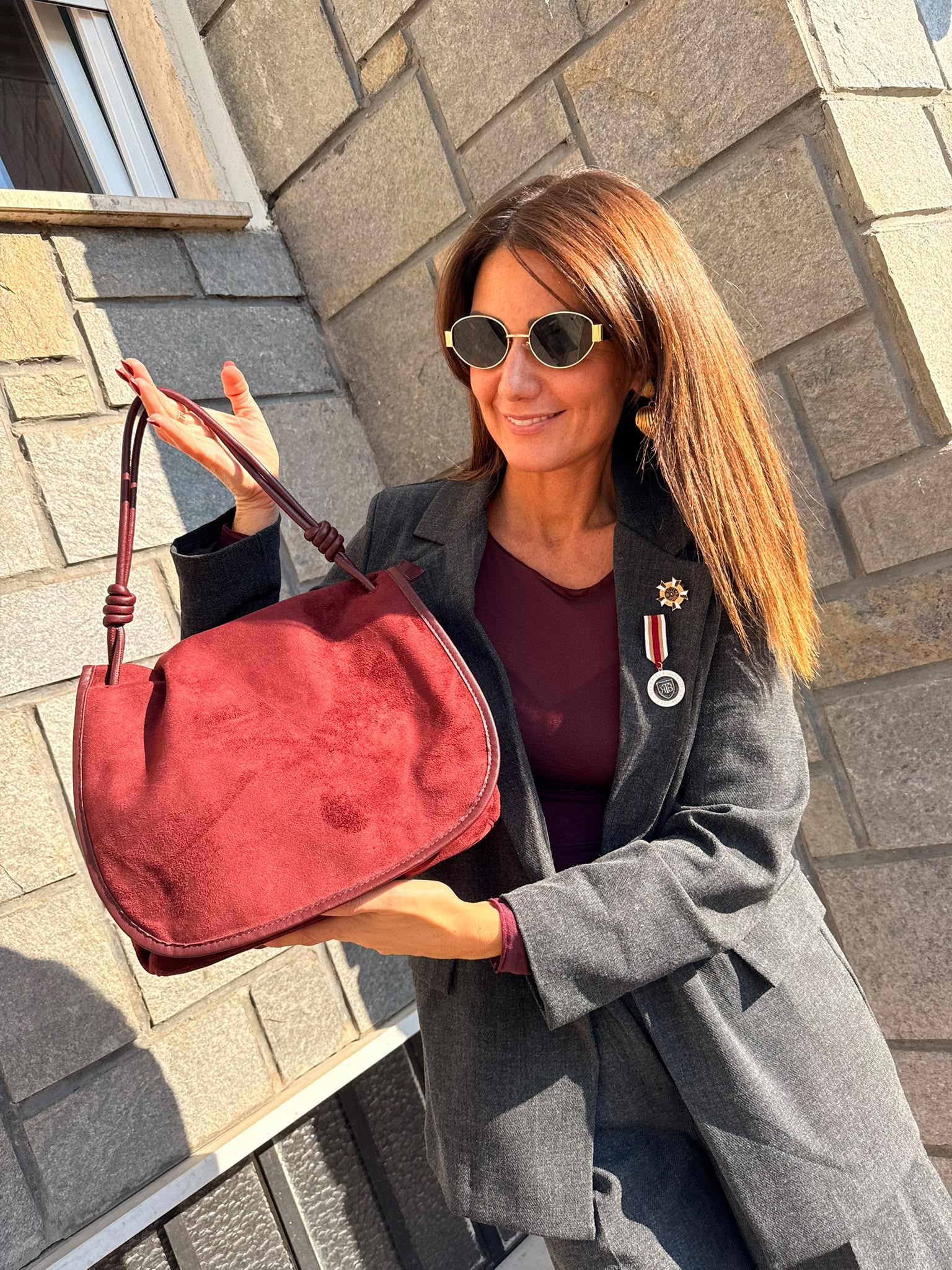 Borsa Suede Bordeaux