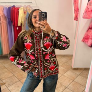 Giacca Boho Flowers fuxia