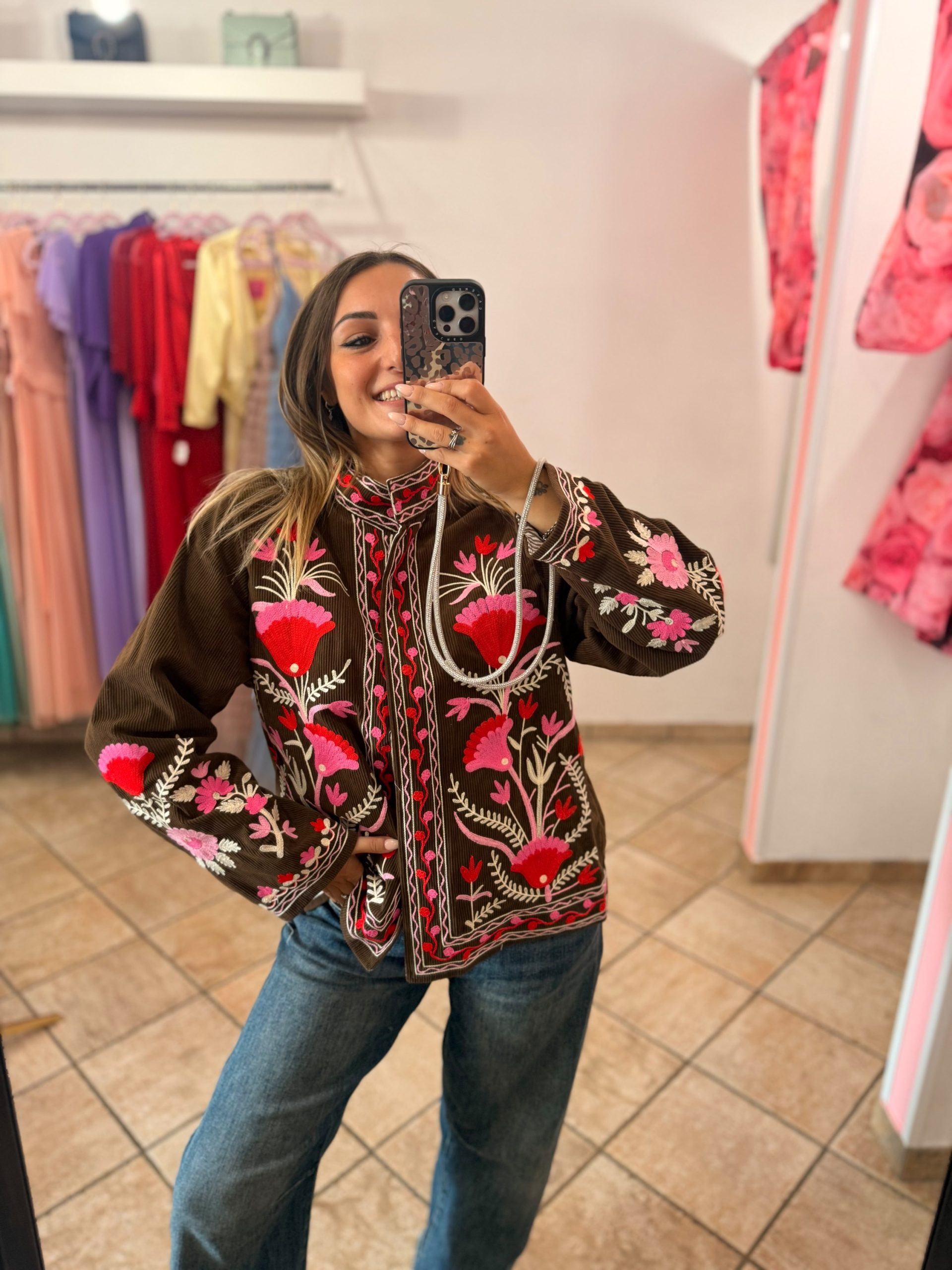 Giacca Boho Flowers fuxia
