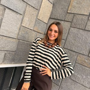 Maglia Righe spesse panna e nero
