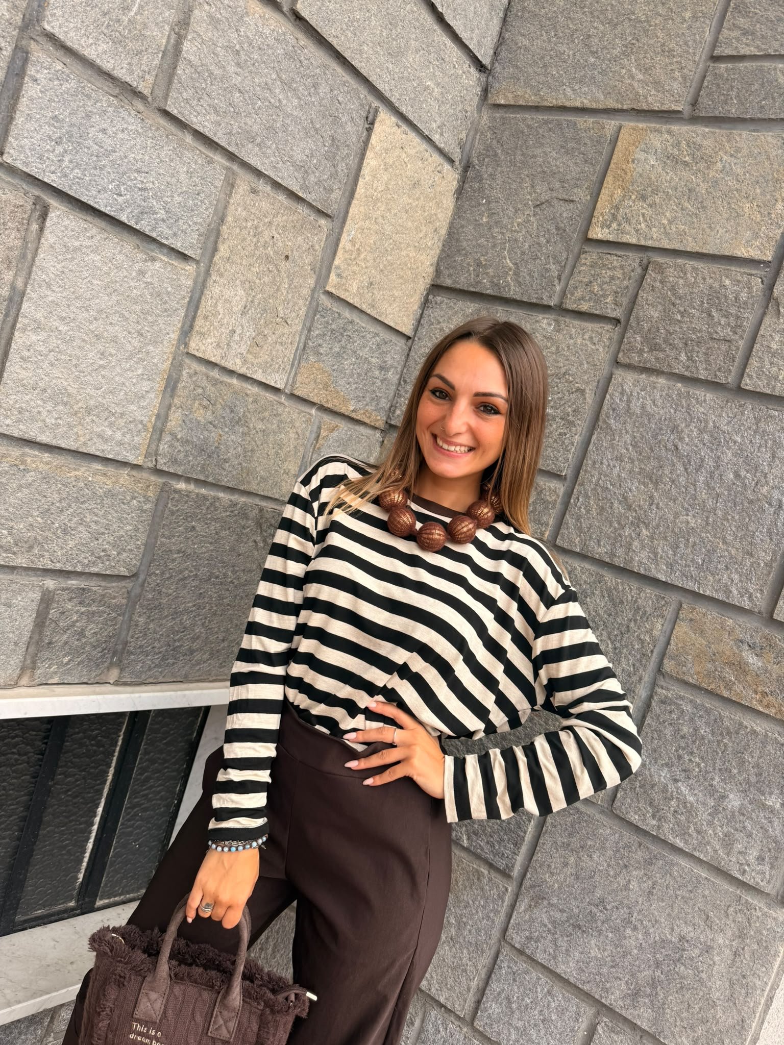 Maglia Righe spesse panna e nero