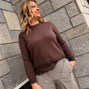 Maglioncino pizzo marrone