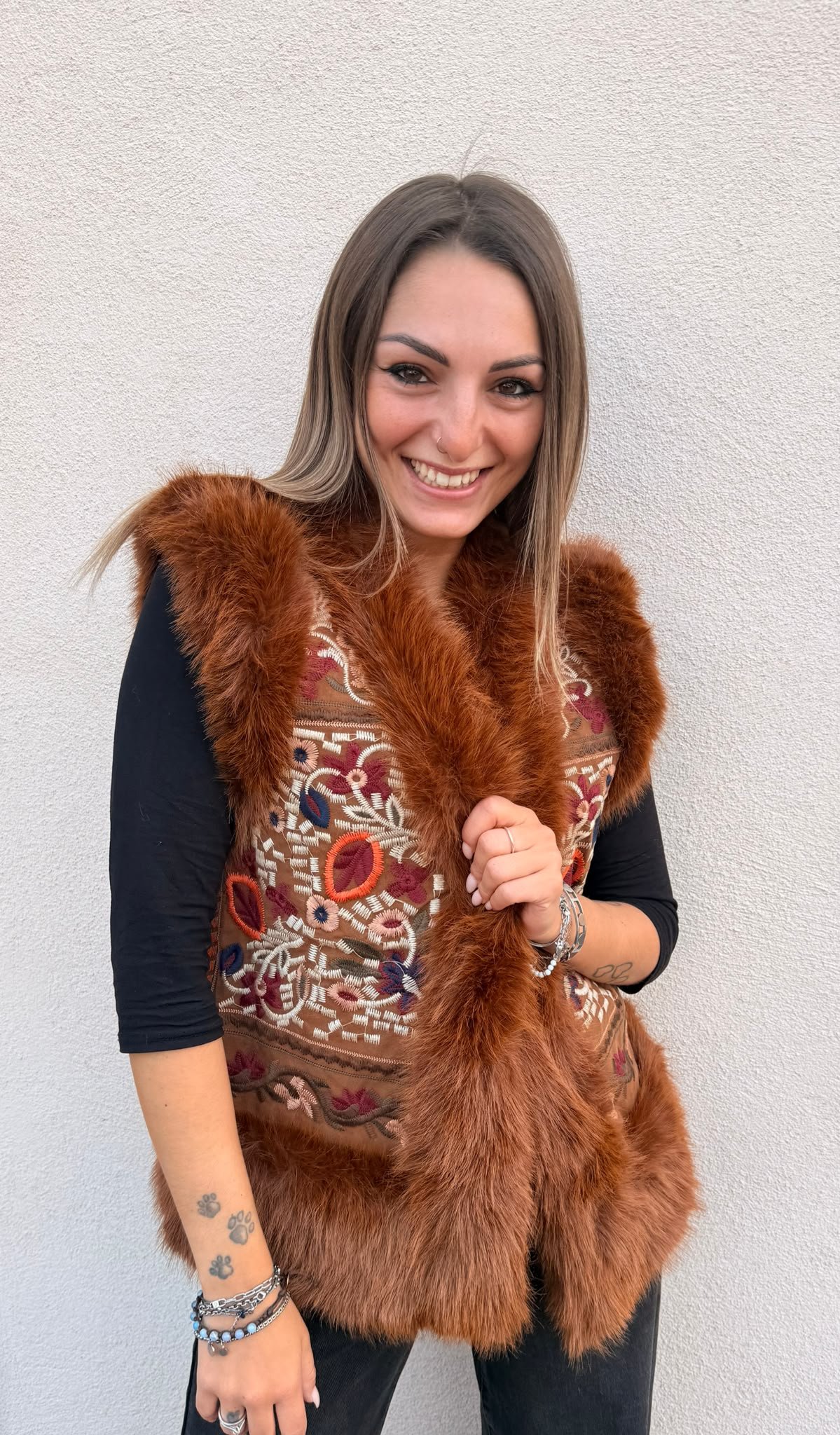 Gilet boho cognac edition