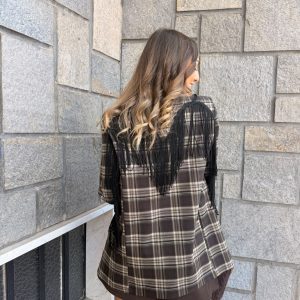 Giacca Frange marrone/nera