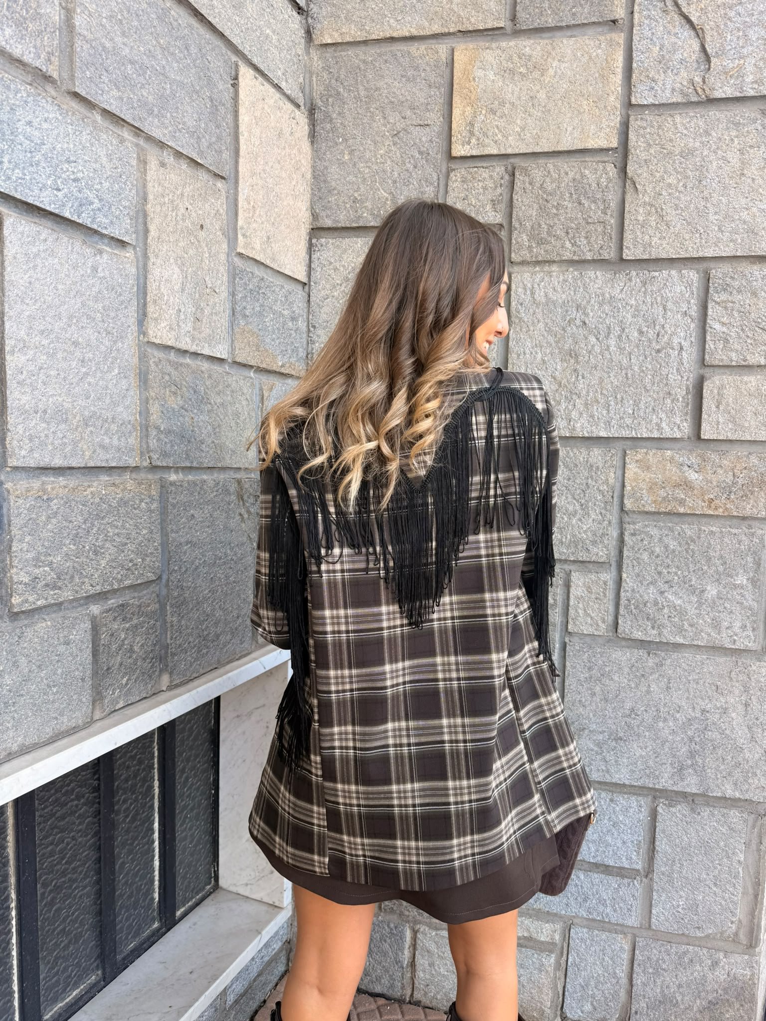 Giacca Frange marrone/nera