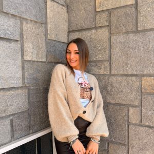 Cardigan bottoni beige