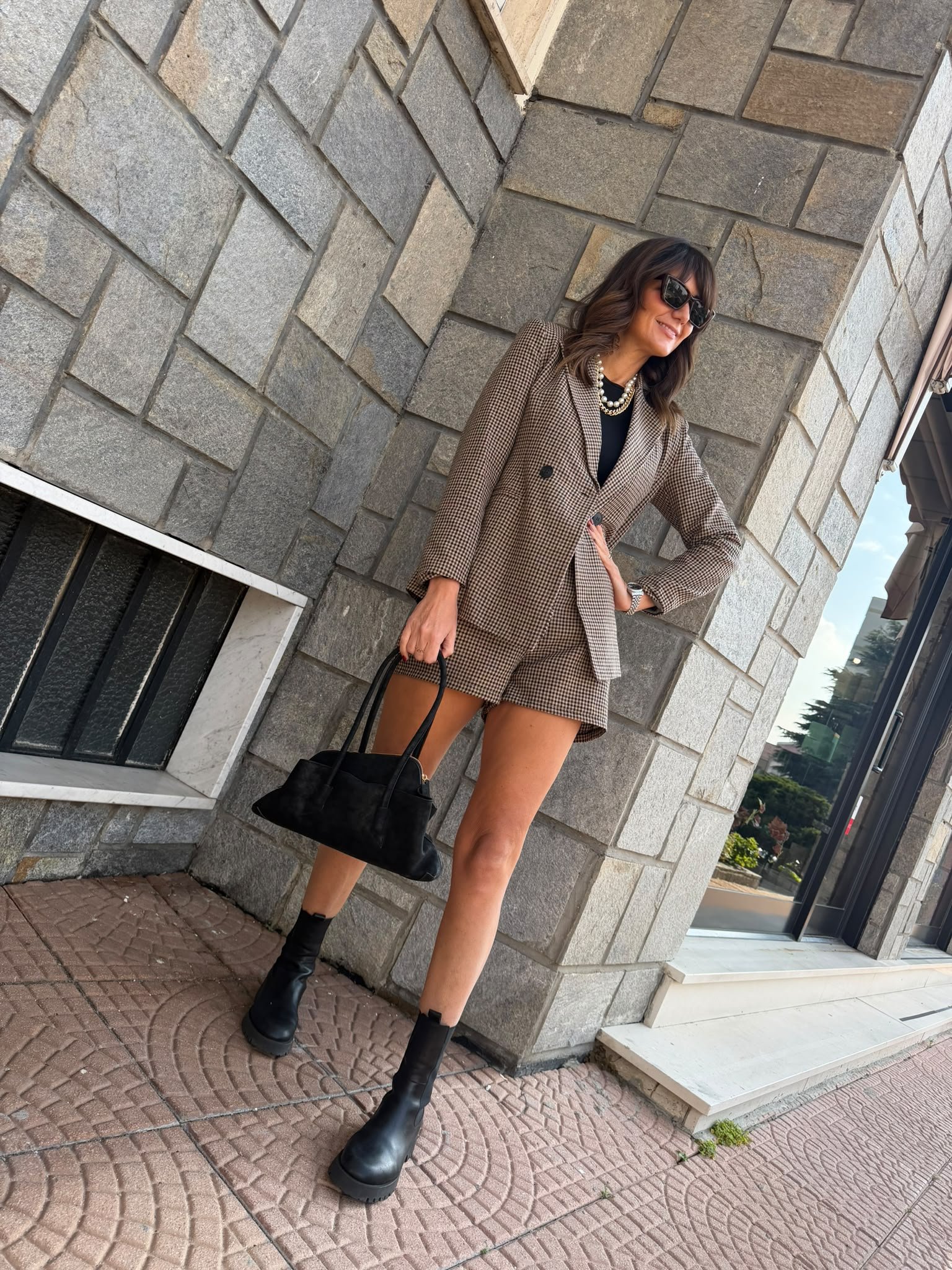 Pantaloncino quadretti "School"