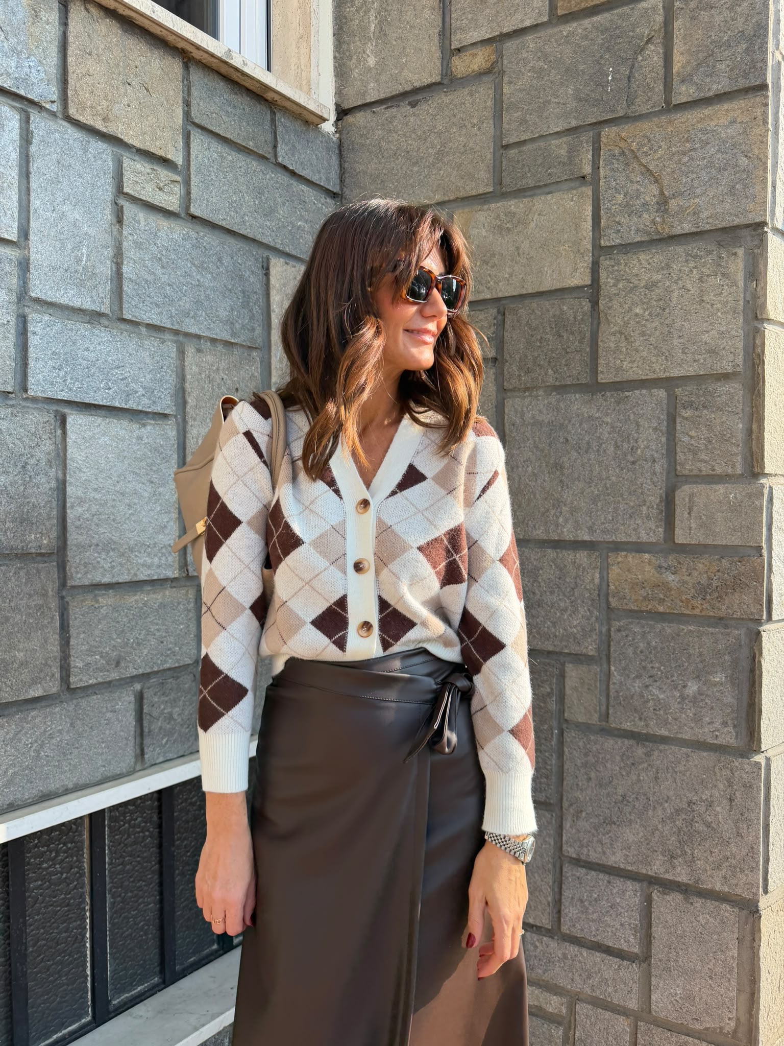 Golfino losanghe bianco/marrone