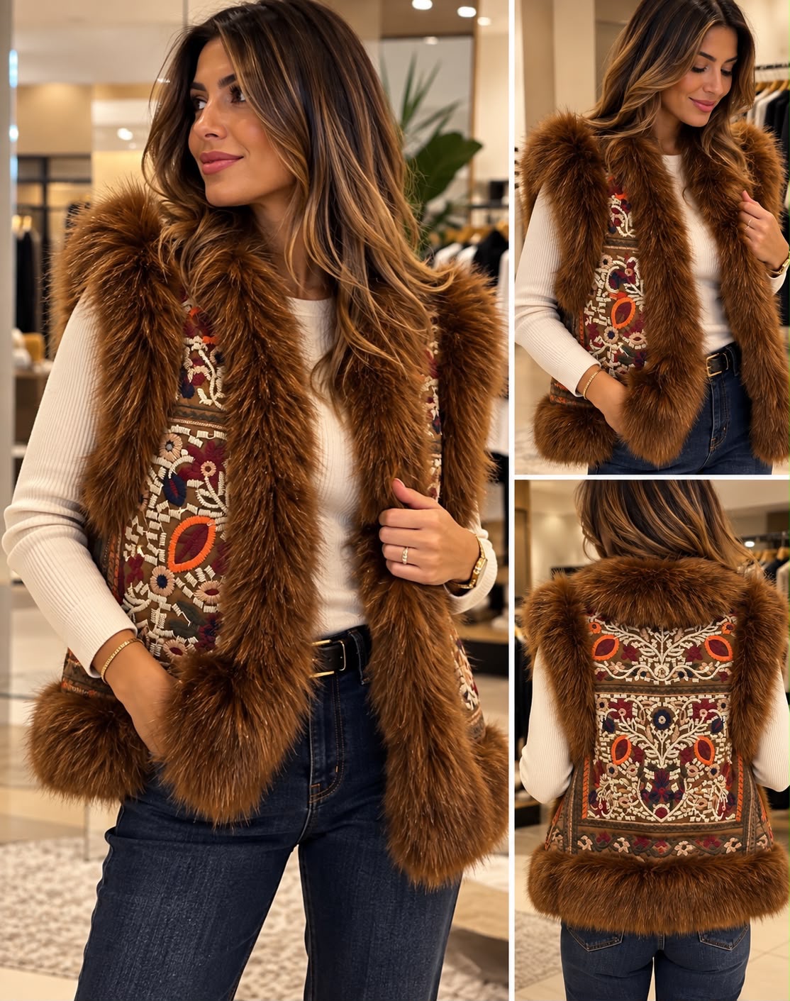 Gilet boho cognac edition