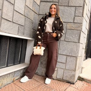 Bomber boucle marrone